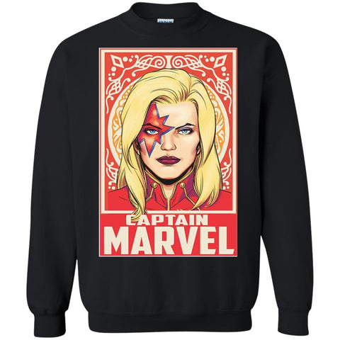 Captain Marvel Ornament Crewneck Pullover Sweatshirt Black / S Crewneck Pullover Sweatshirt - parenttees