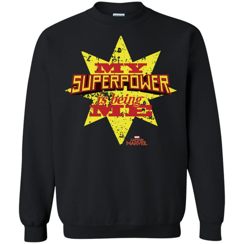 Captain Marvel My Superpower Is Being Me Crewneck Pullover Sweatshirt Black / S Crewneck Pullover Sweatshirt - parenttees