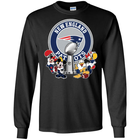 New England Patriots Super Bowl 2019 Mickey Minnie Mouse Donald Daisy Duck Football Nfl Men Long Sleeve Shirt Black / S Men Long Sleeve Shirt - parenttees