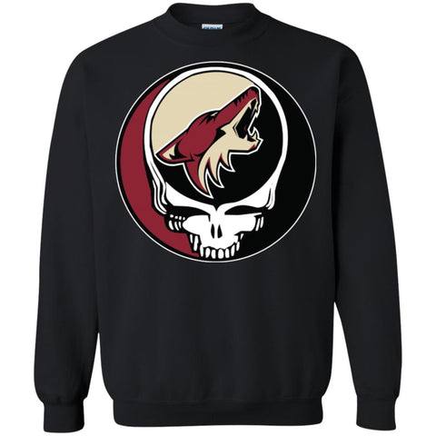 Arizona Coyotes Grateful Dead Steal Your Face Hockey Nhl Shirts Crewneck Pullover Sweatshirt Black / S Crewneck Pullover Sweatshirt - parenttees