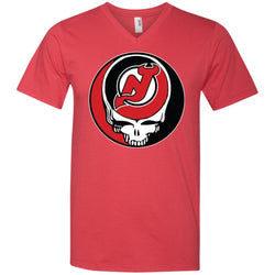 New Jersey Devils Grateful Dead Steal Your Face Hockey Nhl Shirts Men V-Neck T-Shirt