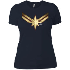 Captain Marvel Gleaming Chest Logo Women Cotton T-Shirt Women Cotton T-Shirt - parenttees