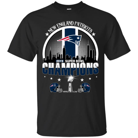 Nfl – New England Patriots 2019 Super Bowl Champions Football Men Cotton T-Shirt Black / S Men Cotton T-Shirt - parenttees