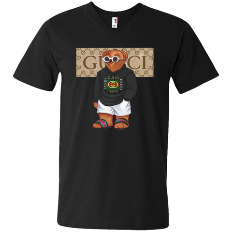 Best Gucci Bear Style Fashion T-shirt Men V-Neck T-Shirt Black / S Men V-Neck T-Shirt - parenttees