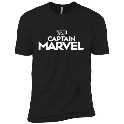 Marvel Captain Marvel Movie Logo White Men Short Sleeve T-Shirt Black / X-Small Men Short Sleeve T-Shirt - parenttees