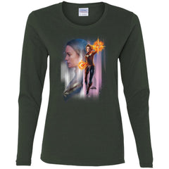 Captain Marvel Flying Space Portrait Women Long Sleeve Shirt Women Long Sleeve Shirt - parenttees