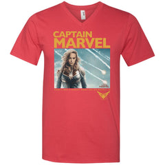 Captain Marvel Vintage Movie Poster Style Men V-Neck T-Shirt Men V-Neck T-Shirt - parenttees