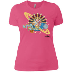 Captain Marvel Star Power Retro Style Women Cotton T-Shirt Women Cotton T-Shirt - parenttees