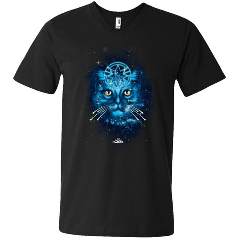 Captain Marvel Goose Blue Galaxy Portrait Men V-Neck T-Shirt Black / S Men V-Neck T-Shirt - parenttees