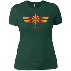 Marvel Captain Marvel Retro Red Yellow Logo Women Cotton T-Shirt Women Cotton T-Shirt - parenttees