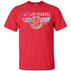 Captain Marvel Logo Banner Tie Dye Colors Men Cotton T-Shirt Men Cotton T-Shirt - parenttees