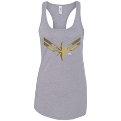 Captain Marvel Simple Gold Shadowed Logo Women Tank Top