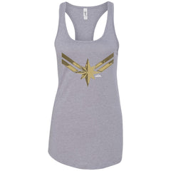 Captain Marvel Simple Gold Shadowed Logo Women Tank Top Women Tank Top - parenttees