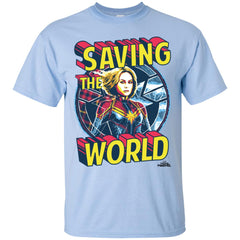 Captain Marvel Saving The World Portrait Men Cotton T-Shirt Men Cotton T-Shirt - parenttees