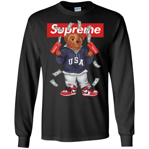 Supreme Bear Hot Trending T-shirt Men Long Sleeve Shirt Black / S Men Long Sleeve Shirt - parenttees