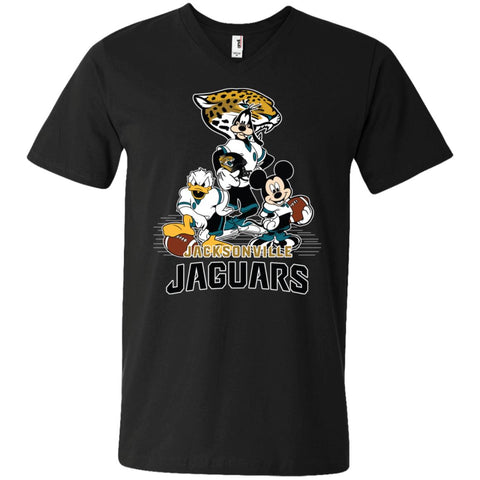 Mickey Mouse Jacksonville Jaguar American Football Nfl Sports Shirt Men V-Neck T-Shirt Black / S Men V-Neck T-Shirt - parenttees