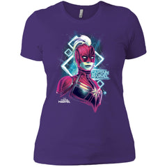 Marvel Captain Marvel Space Glow Neon Women Cotton T-Shirt Women Cotton T-Shirt - parenttees