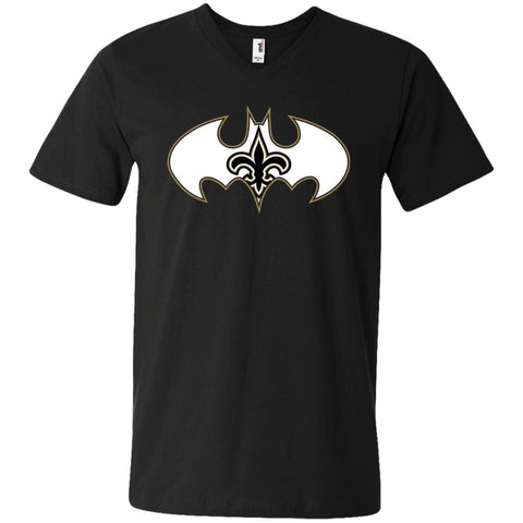 We Are The New Orleans Saints Batman Nfl Mashup Men V-Neck T-Shirt Black / S Men V-Neck T-Shirt - parenttees