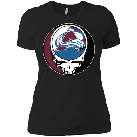 Colorado Avalanche Grateful Dead Steal Your Face Hockey Nhl Shirts Women Cotton T-Shirt Black / X-Small Women Cotton T-Shirt - parenttees