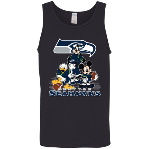 Mickey Mouse Seattle Seahawks American Football Nfl Sports Shirt Men Cotton Tank Black / X-Small Men Cotton Tank - parenttees