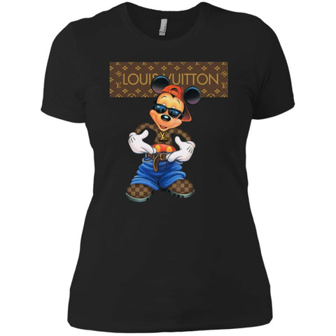Louis Vuitton Mickey Mouse Cartoon T-shirt Women Cotton T-Shirt Black / X-Small Women Cotton T-Shirt - parenttees