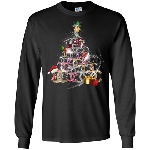 Chanel Christmas Tree T-shirt Men Long Sleeve Shirt Black / S Men Long Sleeve Shirt - parenttees