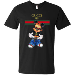 Gucci Logo Mickey Gift Trending T-shirt Men V-Neck T-Shirt