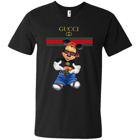 Gucci Logo Mickey Gift Trending T-shirt Men V-Neck T-Shirt Black / S Men V-Neck T-Shirt - parenttees