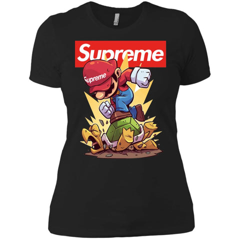 Supreme Mario Gaming T-shirt Women Cotton T-Shirt Black / X-Small Women Cotton T-Shirt - parenttees