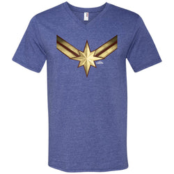 Captain Marvel Gleaming Chest Logo Men V-Neck T-Shirt