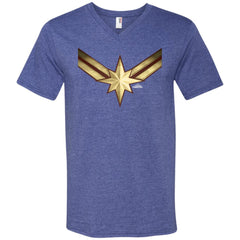 Captain Marvel Gleaming Chest Logo Men V-Neck T-Shirt Men V-Neck T-Shirt - parenttees