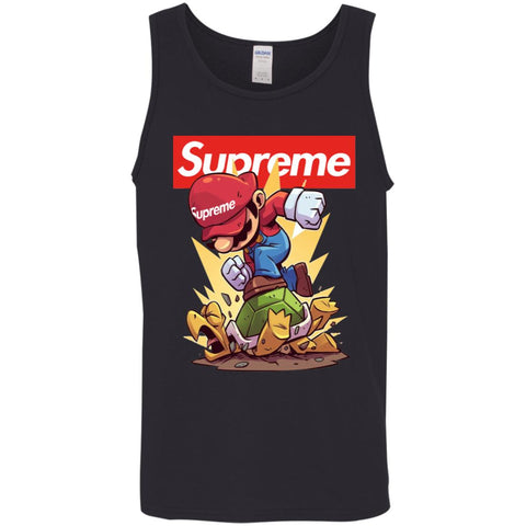 Supreme Mario Gaming T-shirt Men Cotton Tank Black / X-Small Men Cotton Tank - parenttees