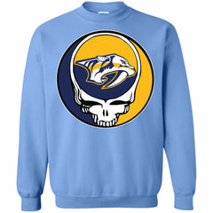 Nashville Predators Grateful Dead Steal Your Face Hockey Nhl Shirts Crewneck Pullover Sweatshirt Crewneck Pullover Sweatshirt - parenttees