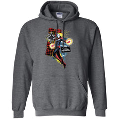 Captain Marvel Plaid Jean Patched Portrait Pullover Hoodie Sweatshirt Pullover Hoodie Sweatshirt - parenttees