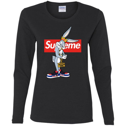 Supreme Rabbit Trending T-shirt Women Long Sleeve Shirt Black / S Women Long Sleeve Shirt - parenttees