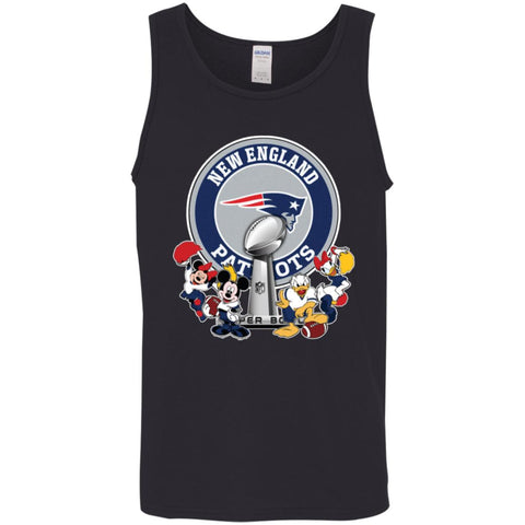 New England Patriots Super Bowl 2019 Mickey Minnie Mouse Donald Daisy Duck Football Nfl Men Cotton Tank Black / X-Small Men Cotton Tank - parenttees