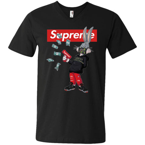 Supreme Rabbit Gucci Gang T-shirt Men V-Neck T-Shirt Black / S Men V-Neck T-Shirt - parenttees