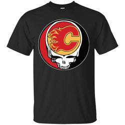 Calgary Flames Grateful Dead Steal Your Face Hockey Nhl Shirts Men Cotton T-Shirt