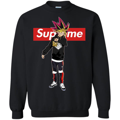 Supreme Yugi Mutou Game Yugioh T-shirt Crewneck Pullover Sweatshirt Black / S Crewneck Pullover Sweatshirt - parenttees