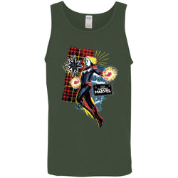 Captain Marvel Plaid Jean Patched Portrait Men Cotton Tank