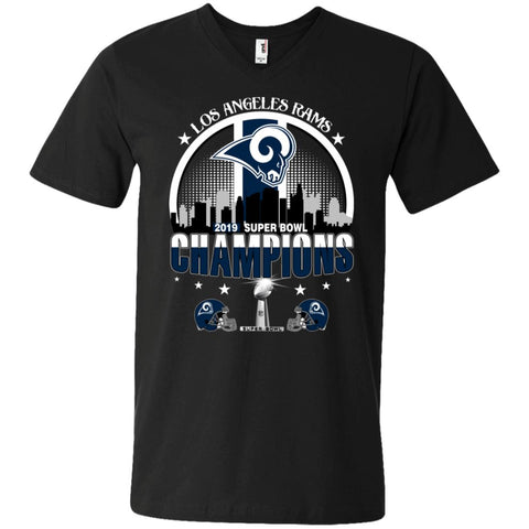 Nfl – Los Angeles Rams 2019 Super Bowl Champions Football Men V-Neck T-Shirt Black / S Men V-Neck T-Shirt - parenttees