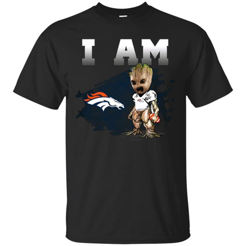 Nfl Denver Broncos I Am Groot T-shirt Men Cotton T-Shirt Black / S Men Cotton T-Shirt - parenttees