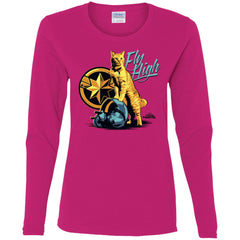 Captain Marvel Symbol Goose Fly High Women Long Sleeve Shirt Women Long Sleeve Shirt - parenttees