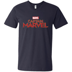 Marvel Captain Marvel Movie Logo Red Men V-Neck T-Shirt Men V-Neck T-Shirt - parenttees