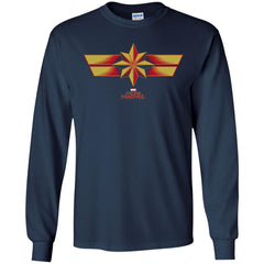 Marvel Captain Marvel Retro Red Yellow Logo Men Long Sleeve Shirt Men Long Sleeve Shirt - parenttees