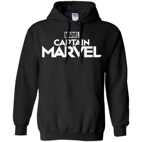 Marvel Captain Marvel Movie Logo White Pullover Hoodie Sweatshirt Black / S Pullover Hoodie Sweatshirt - parenttees