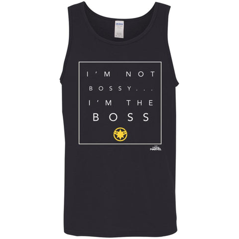 Captain Marvel Not Bossy I'm The Boss Men Cotton Tank Black / X-Small Men Cotton Tank - parenttees