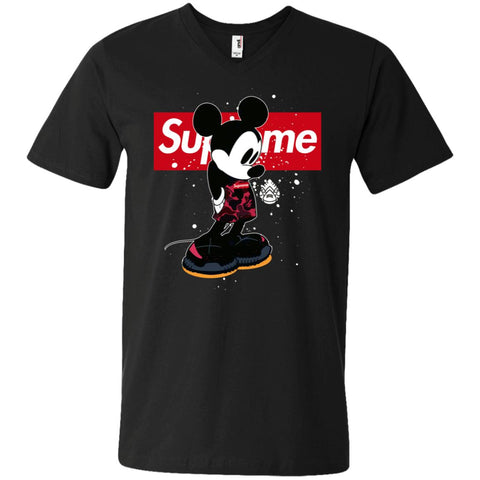 Supreme Mickey Babe Cute Love T-shirt Men V-Neck T-Shirt Black / S Men V-Neck T-Shirt - parenttees