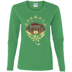 Captain Marvel Yellow Red Plane Flight Logo Women Long Sleeve Shirt Women Long Sleeve Shirt - parenttees