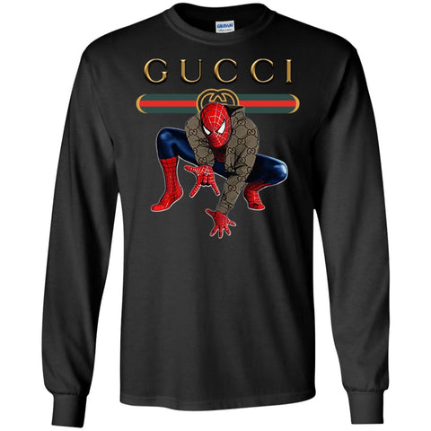 Spider Man Gucci Funny  Trend T- Shirt Men Long Sleeve Shirt Black / S Men Long Sleeve Shirt - parenttees